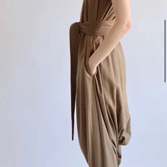 Electric Feathers brown raw silk jumpsuit